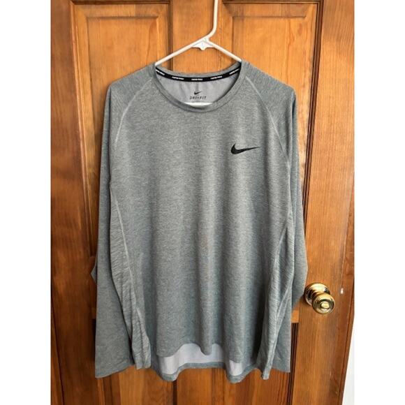 Nike Men's Dri-Fit Long Sleeve Shirt in Gray - Picture 1 of 3
